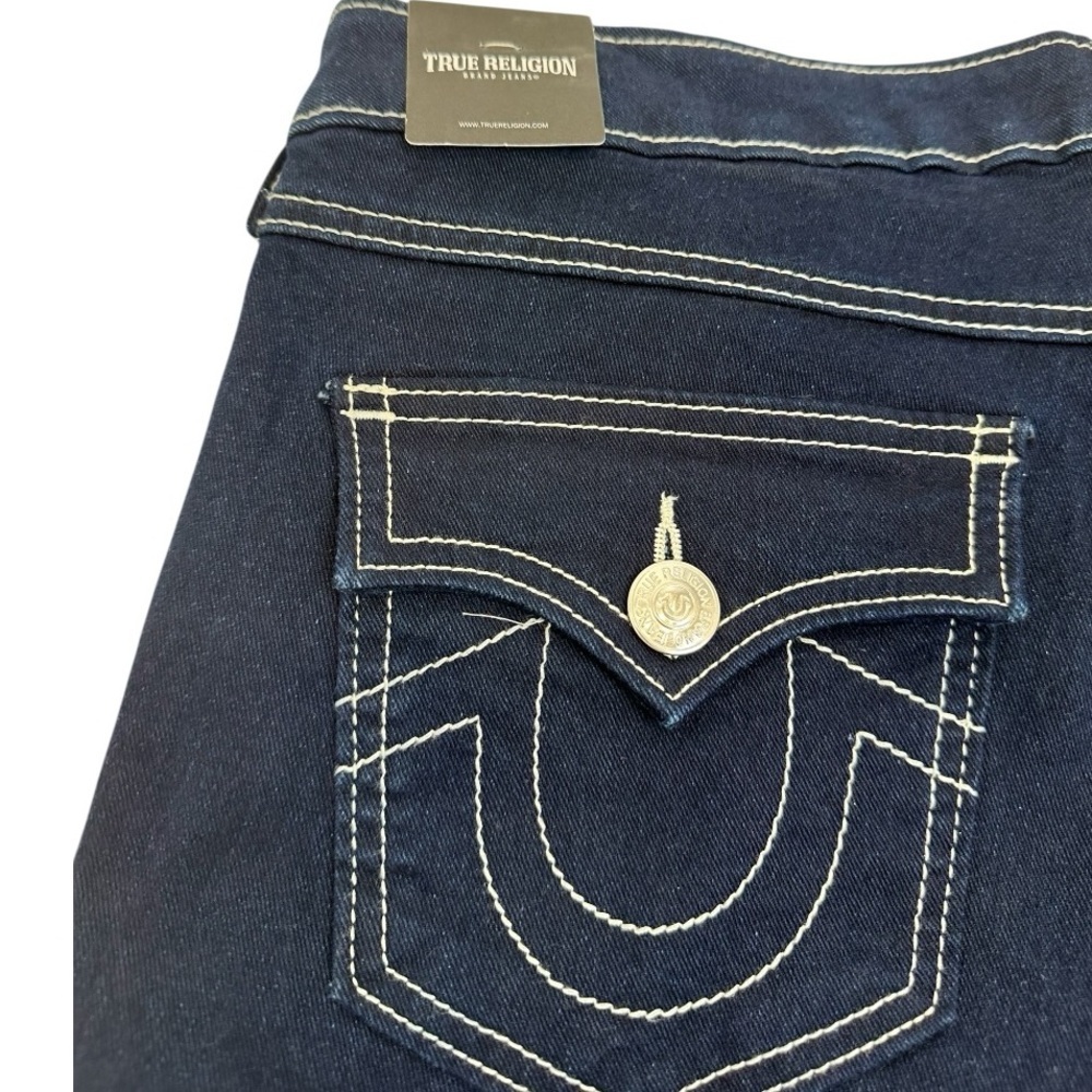 True Religion Joey Flare Leg Dark Wash Denim Low Rise Jean NWT W28 L34 $159 - Picture 9 of 13